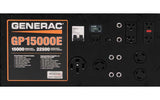 Generac GP Series GP15000E Portable Generator Model #5734